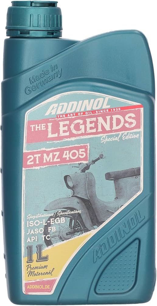 Öl - Motorenöl 2-Takt - 2T MZ 405 (rot gefärbt) "The Legends Special Edition" - 1 Liter Flasche (ADDINOL)