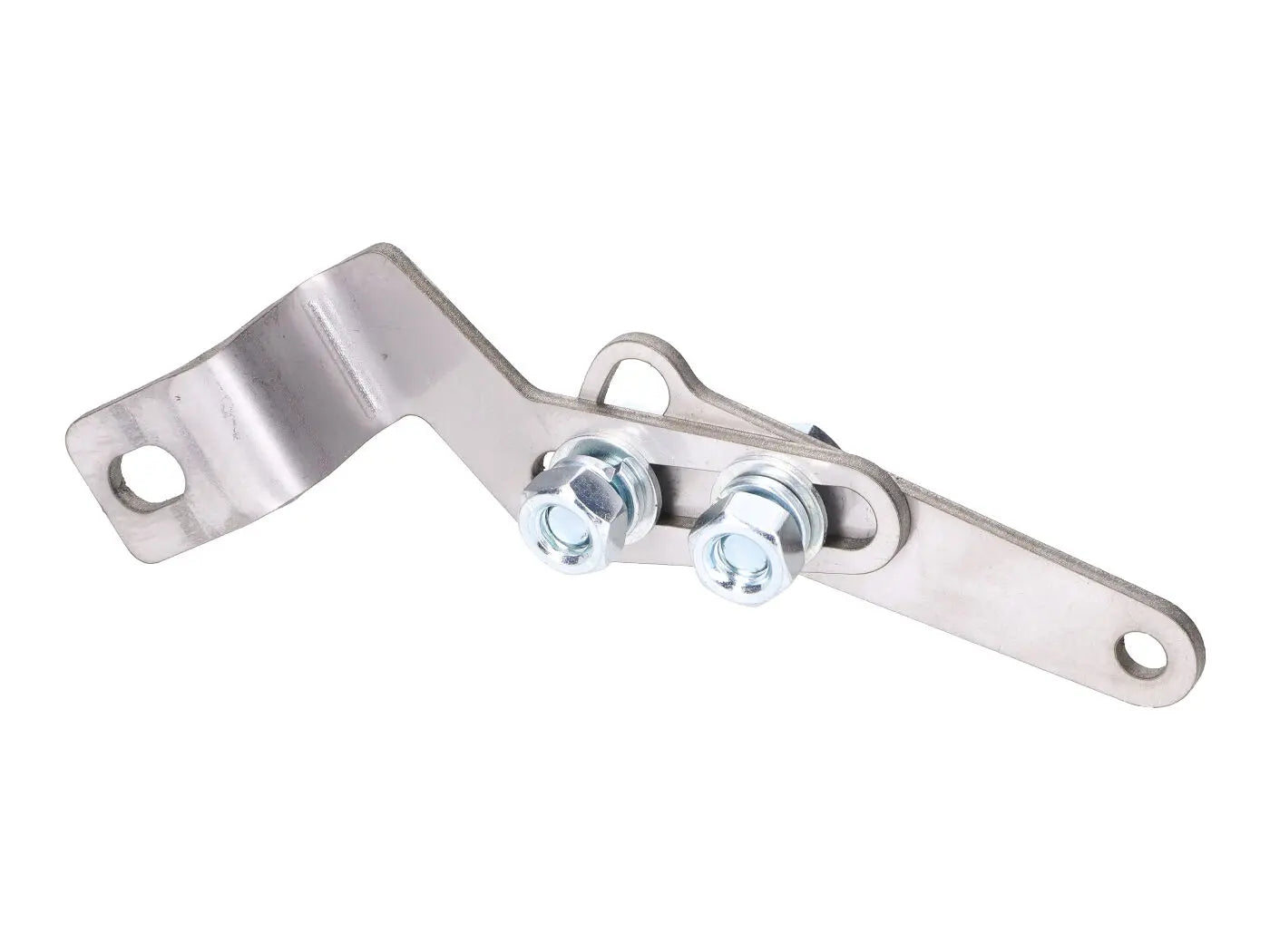 Auspuffstrebe / Auspuffhalter (Tuning) universell verstellbare Ausführungan für die Beifahrerfußratse (Edelstahl) passend für S50, S51, S70