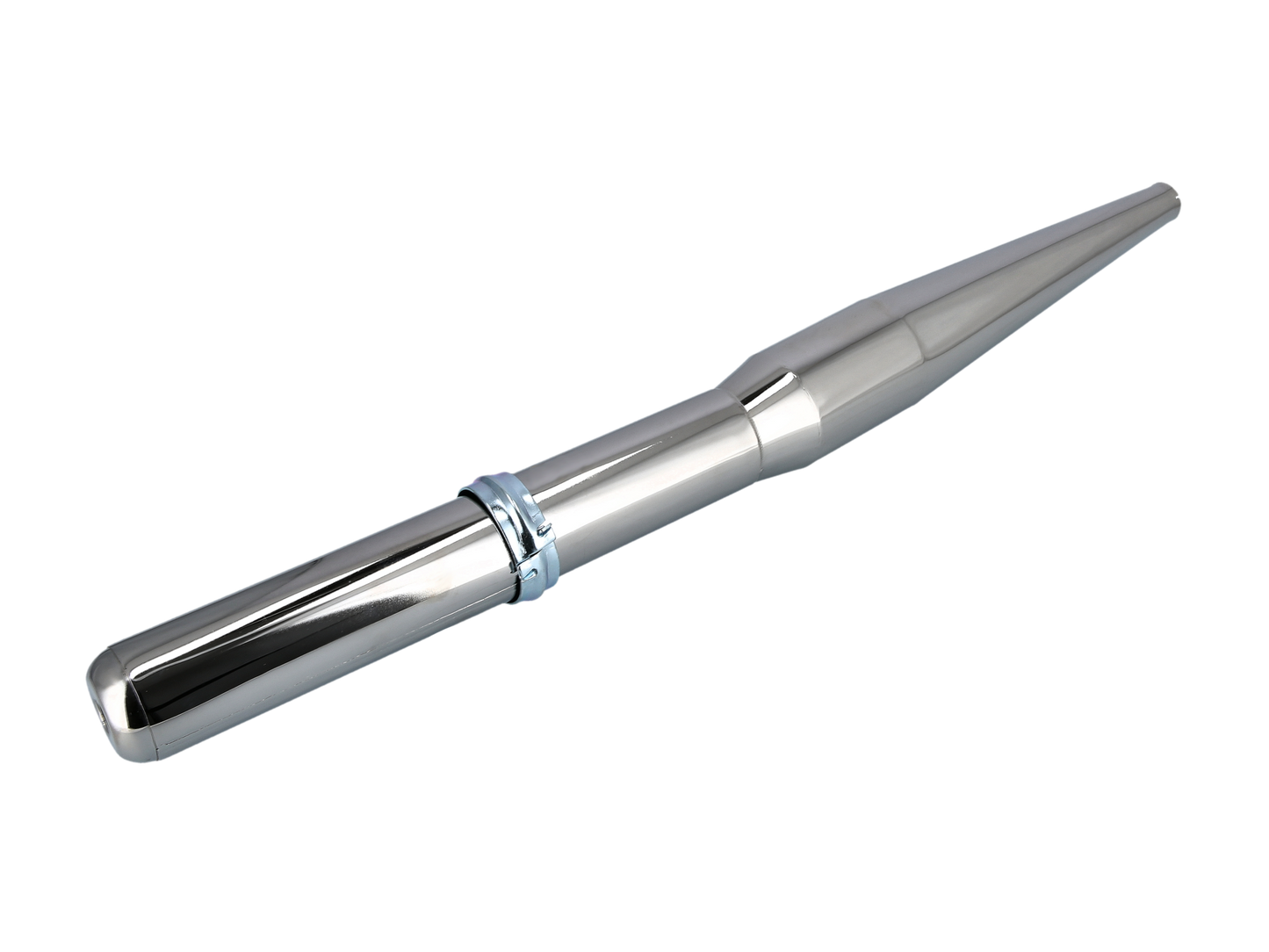 Resonanz Auspuffanlage - Auspufftopf Ø32mm (Tuning) im Set (4-teilig) Typ 2 - größeres Mittelteil mit Auspuffrohr, Überwurfmutter & Klemmschelle (verchromt) passend für 60-110ccm