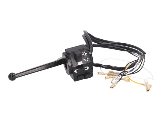 Schalterkombination / Kombischalter Amatur mit Kabel (8626.19) "mit vorderer Gehäusehälfte & Kupplungshebel aus Kunststoff" (schwarz) passend für S51, S70, S53, S83, Enduro