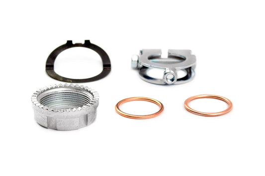 Krümmermutter / Überwurfmutter Ø28mm (Standard) im Set (5-teilig) mit Krümmerdichtungen, Sicherungsblech & Klemmschelle (verzinkt) passend für S51, S70 Enduro