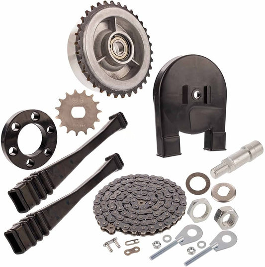 Antriebsteilesatz (14-teilig) Kettenrad, Kette, Kettenschlauch, Kettenkasten, Kettenspanner, Ritzel 15 Zahn passend für S51