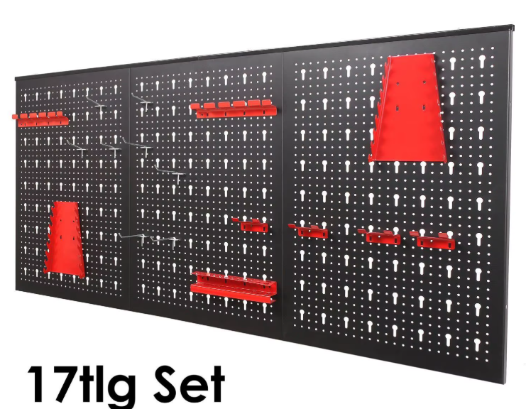 Werkzeug Organizer - Werkzeugwand 120x60, 17-teiliges Set, Vollmetall
