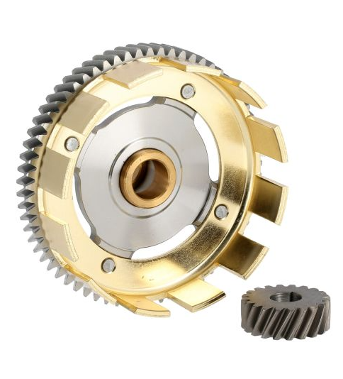 Kupplungskorb / Kupplungszahnrad (65 Zahn) mit Antriebsritzel (20 Zahn) "Tuning, gewichtsoptimiert kleine Bohrung" passend für S51, KR51/2, SR50, S53