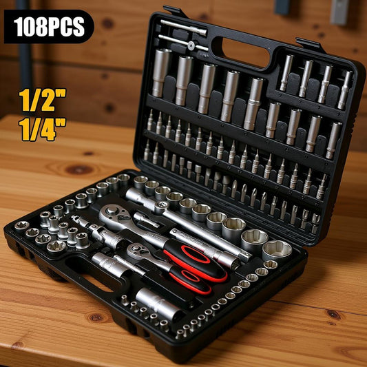 Ratschenset, Steckschlüssel 108teiliges Set, Werkzeugset