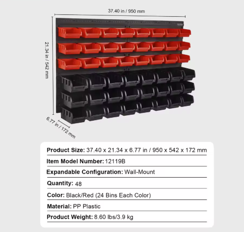 Werkstatt Organizer - Werkzeugwand inkl. Zubehör, 48-teiliges Set