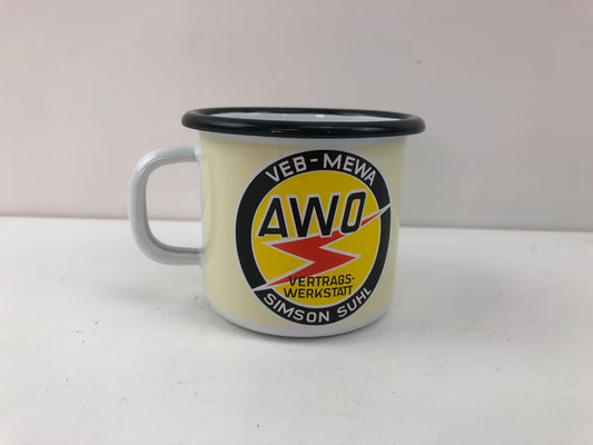 Werbeartikel - Tasse "AWO Vertragswerkstatt" (Emaille)
