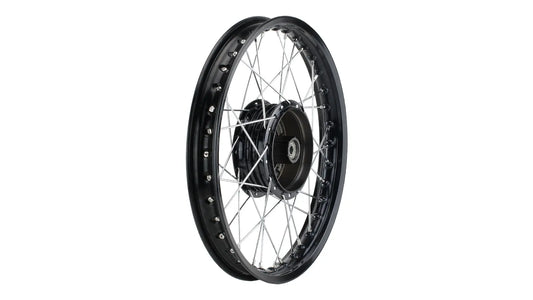 Speichenrad - 16 Zoll (Felge 1,50x16 Aluminium eloxiert (schwarz glänzend), Nabe Aluminium lackiert (schwarz glänzend), Speichensatz Edelstahl) 16" passend für alle Moped-Typen