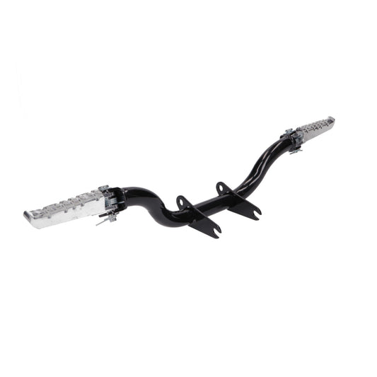 Fußrastenträger "Standardausführung klappbar mit Halteplatte für Seitenständer" (Stahl schwarz, Aluminiumraste silber) passend für S50, S51, S70, S53, S83