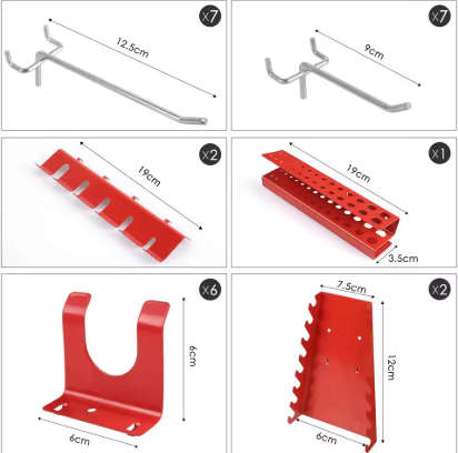 25 Stück Haken und Zubehör Set für Werkstatt Organizer