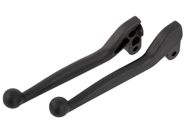 Handbremshebel / Kupplunghebel im Set (links & rechts) ohne Armatur / Klemmstück "abgewinkelt" (Kunststoff schwarz) passend für S50, S51, S70, KR51, SR50, SR80, S53, S83