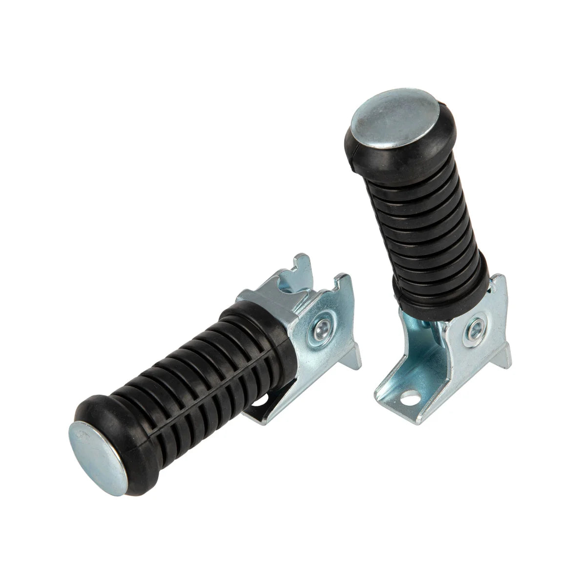 Beifahrerfußrasten / Soziusfußrasten im Satz (2 Stück) schwarz / verzinkt (quergerippt, Auflagebreite 90mm) "Original-Design" passend für alle Moped-Typen