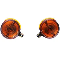 Blinker / Blinkleuchten, vordere Ø80 im Satz (links & rechts) Lichtaustritt orange, Lampenträger schwarz (E-Prüfzeichen) passend für S50, S51, S70, SR50, SR80, MZ ETS, TS, ETZ