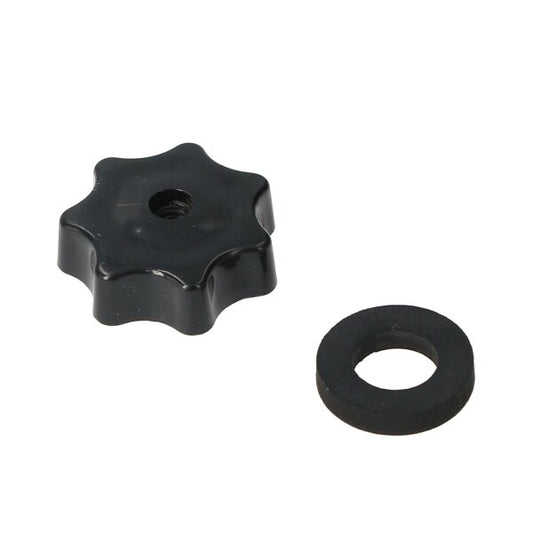 Sterngriffmutter / Rändelmutter "mit Gummischeibe" (Kunststoff schwarz) passend für KR51/1, KR51/2, SR4-2, SR4-4, SR50, SR80