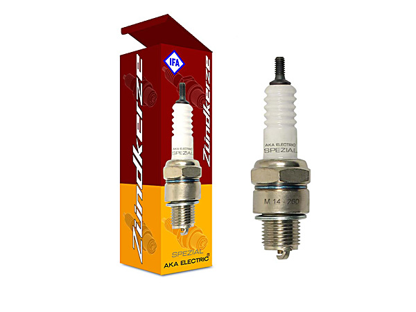 Zündkerze M14-260 - Spezial (neue Form - Kopf geriffelt) passend für SR1, SR2, SR2E, S50, S51, S70, S53, SR50, SR80, KR51/1, KR51/2, SR4-2, SR4-3, SR4-4, MZ ES, ETS, TS, ETZ, RT125 ,AWO, EMW, BK350, IWL (AKA ELECTRIC)