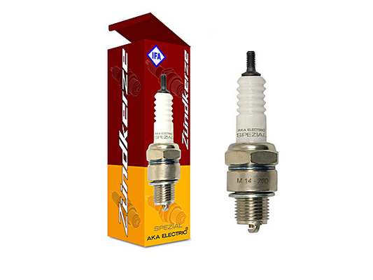 Zündkerze M14-260 - Spezial (neue Form - Kopf geriffelt) passend für SR1, SR2, SR2E, S50, S51, S70, S53, SR50, SR80, KR51/1, KR51/2, SR4-2, SR4-3, SR4-4, MZ ES, ETS, TS, ETZ, RT125 ,AWO, EMW, BK350, IWL (AKA ELECTRIC)